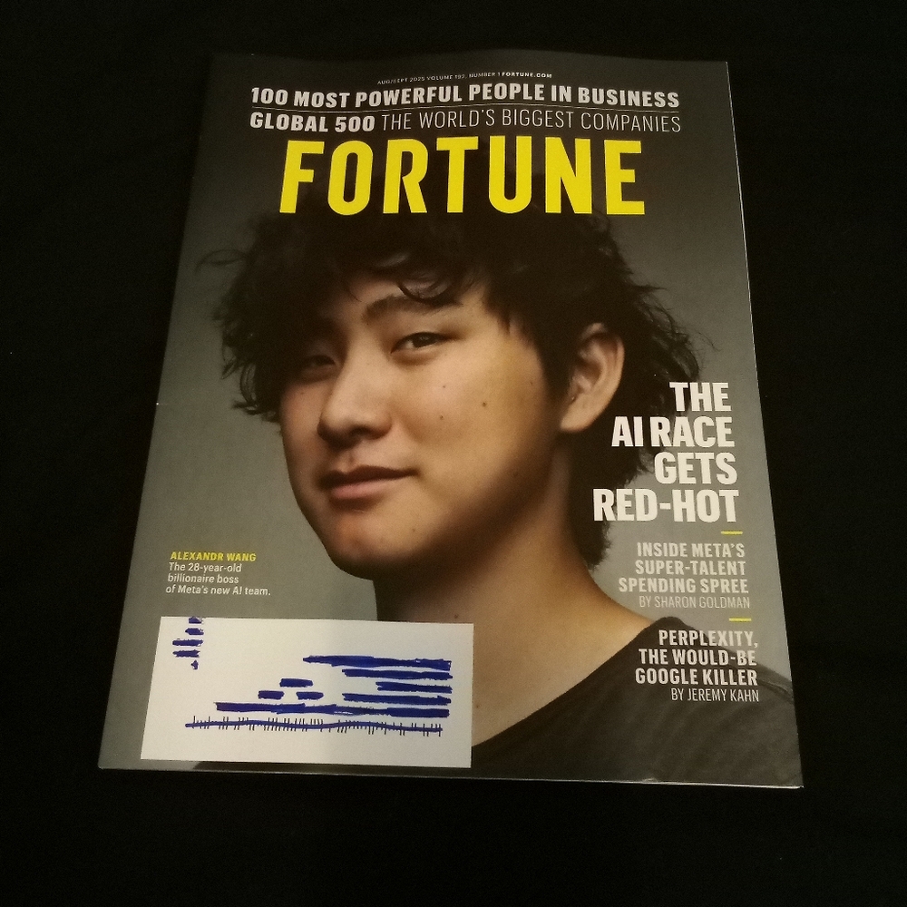 Fortune Magazine Most Powerful people in Business Alexandr Wang Aug/Sept 2025